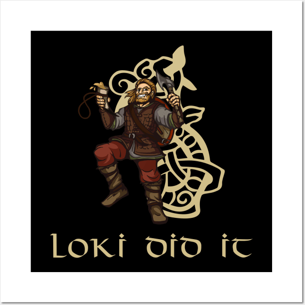 Funny Medieval History Viking Mythology Trickster God Loki Wall Art by Styr Designs